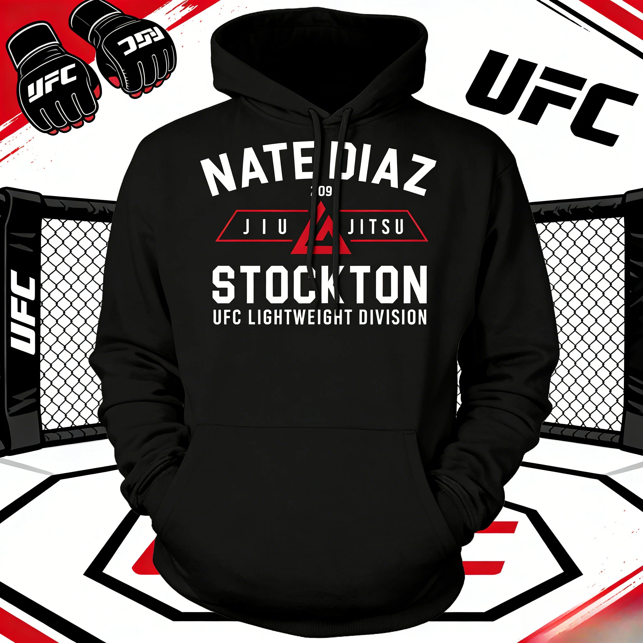 

UFC Nate Diaz 2026, осень/зима, 100% хлопок, дышащая повседневная удобная спортивная рубашка с капюшоном — подходит для мужчин и женщин