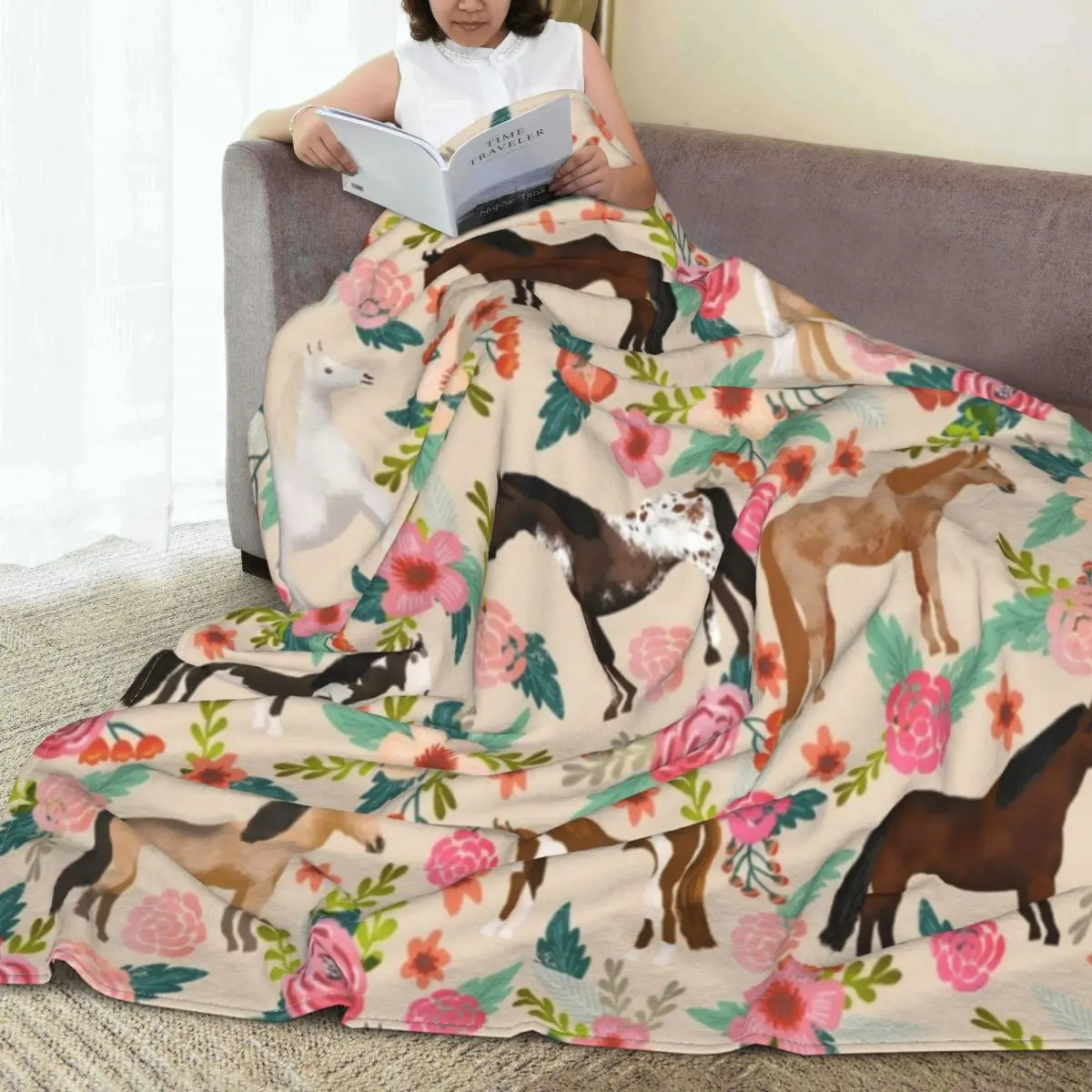 Horses Breeds Farm Animal Pets Blankets Fleece Decoration Cute Breathable Lightweight Throw Blanket for Home Couch Bedspread