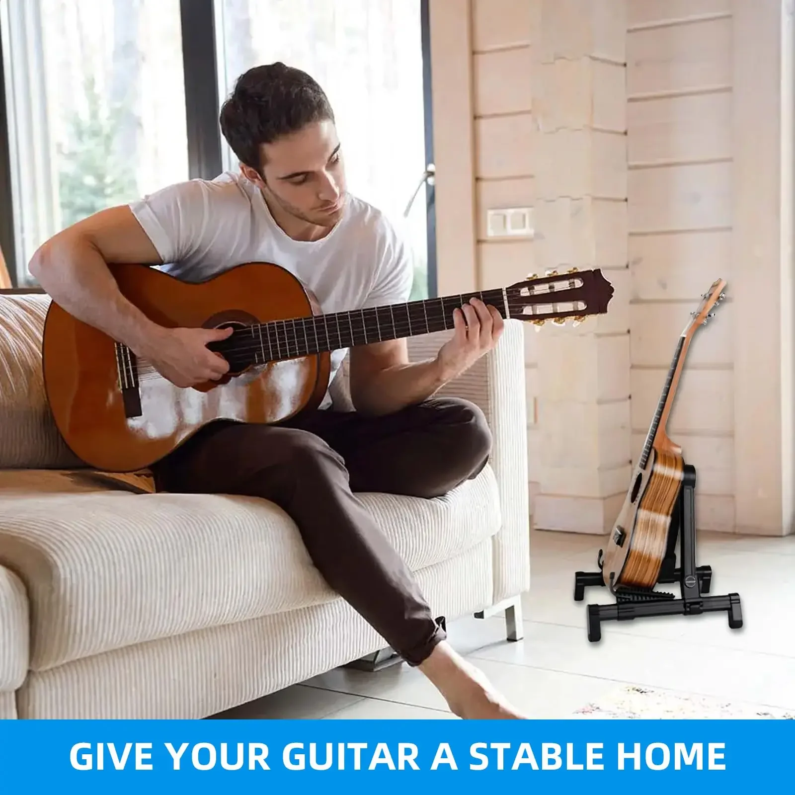 Foldable Lightweight Guitar Stands, Universal ABS Instrument for Classic Acoustic Electric Bass, Banjo, Portable Ukulele