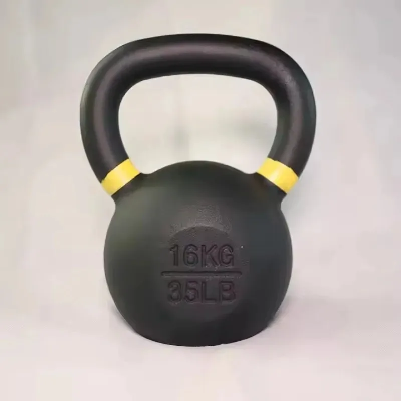 High Quality Cast Iron Competition Kettlebell 16KG Powder Coated Gym Hot Selling Wide Handles Flat Bottoms for Fitness Training