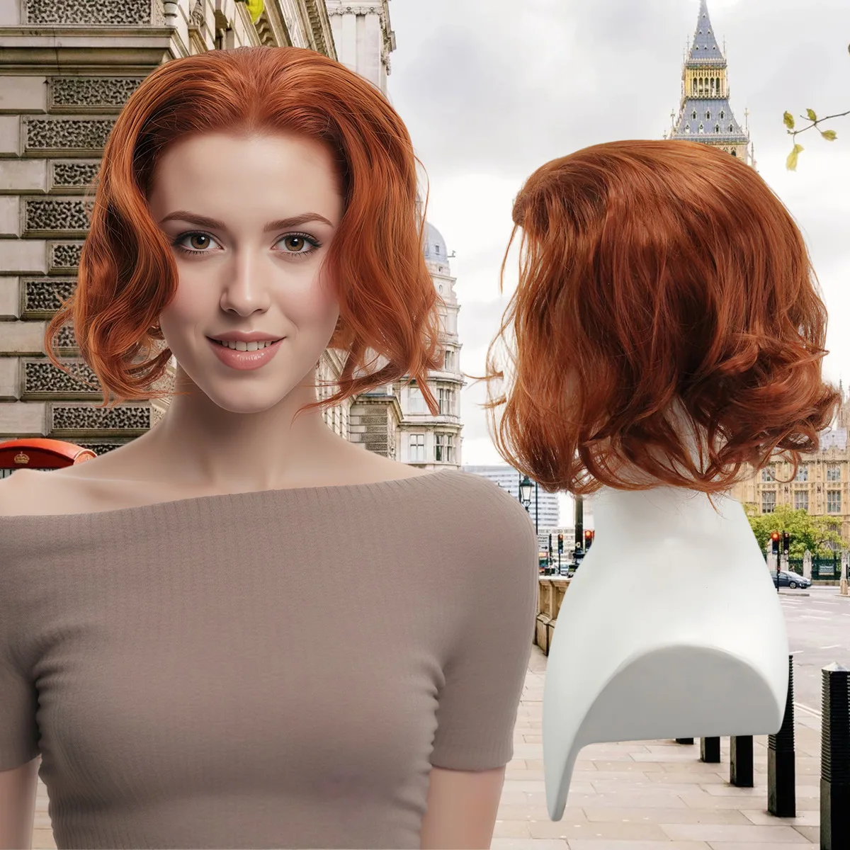 

Synthetic Short Brown Wavy Wig for Women Vintage Style Loose Curls Heat Resistant Fiber Cosplay Party Natural Look