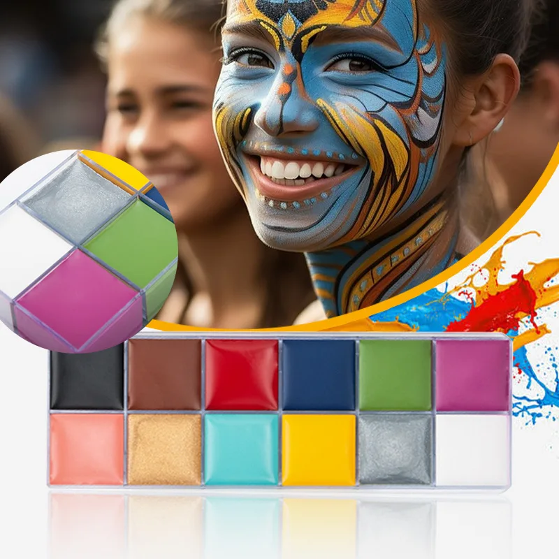 Image of Fußball-Party Make-up Halloween Kosmetik-Gesichtsfarbe für Erwachsene und Kinder Ungiftige Körper- und Gesichtskunstfarbe für Flash-Festival-Malerei
