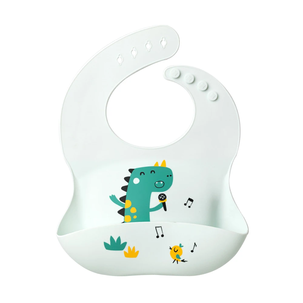 Wasserdichte Lätzchen für Kinder zum Füttern von Babys, Essen, weiches Silikon, Babeast-Cartoon-Druck, verstellbare Baby-Probier-Lätzchen – Detail 16