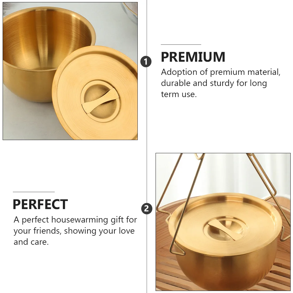 

1pc Stainless Steel Steamed Egg Bowl Thickened Soup Rice Noodles Container For Home Hotel Restaurant Camping