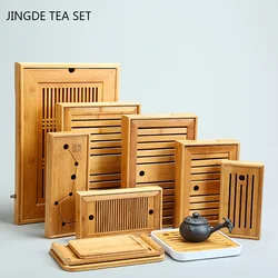 Boutique Rectangle Tea Tray Natural Bamboo Tray Drainage Water Storage Tea Board Chinese Tea Table Decor Home Accessories