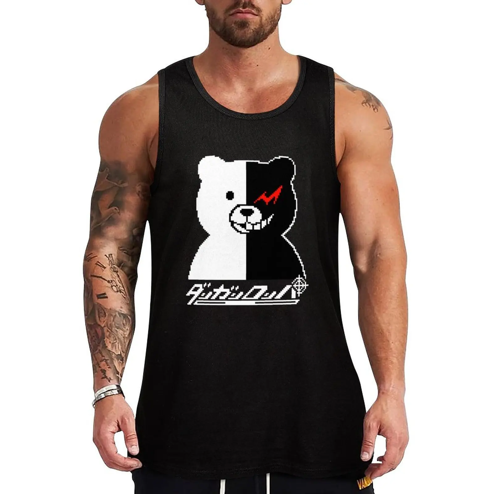

Monokuma Pixels tee Tank Top Casual Work Tank Top Utility Sleeveless Shirt