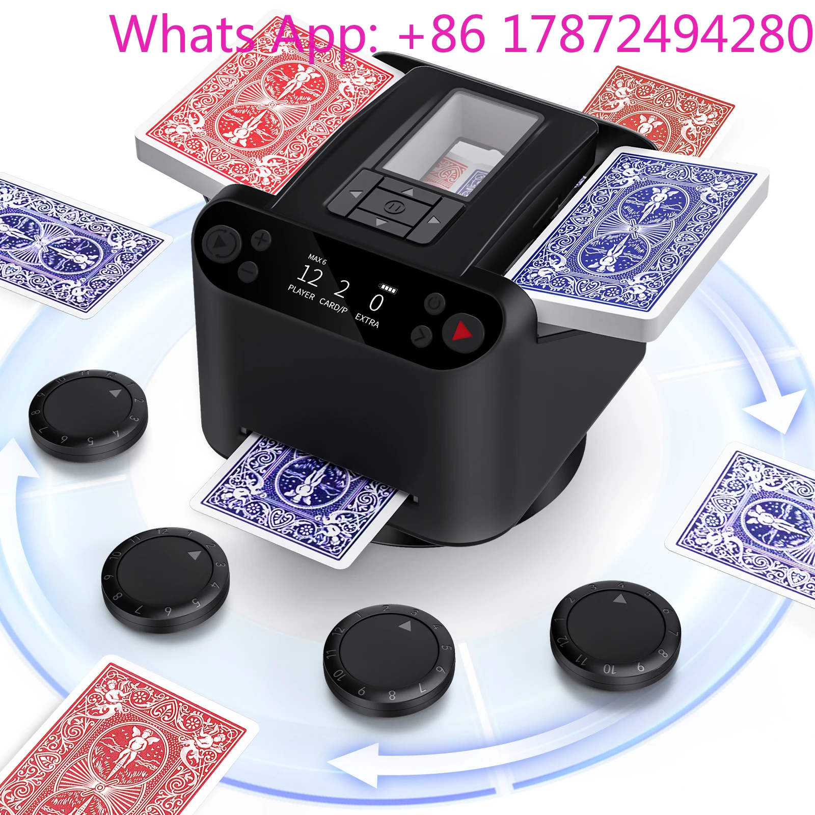 New Automatic Card Shuffler and Portable MAX 6 Electronic Poker Machine for Home Poker Nights and Family Game Night