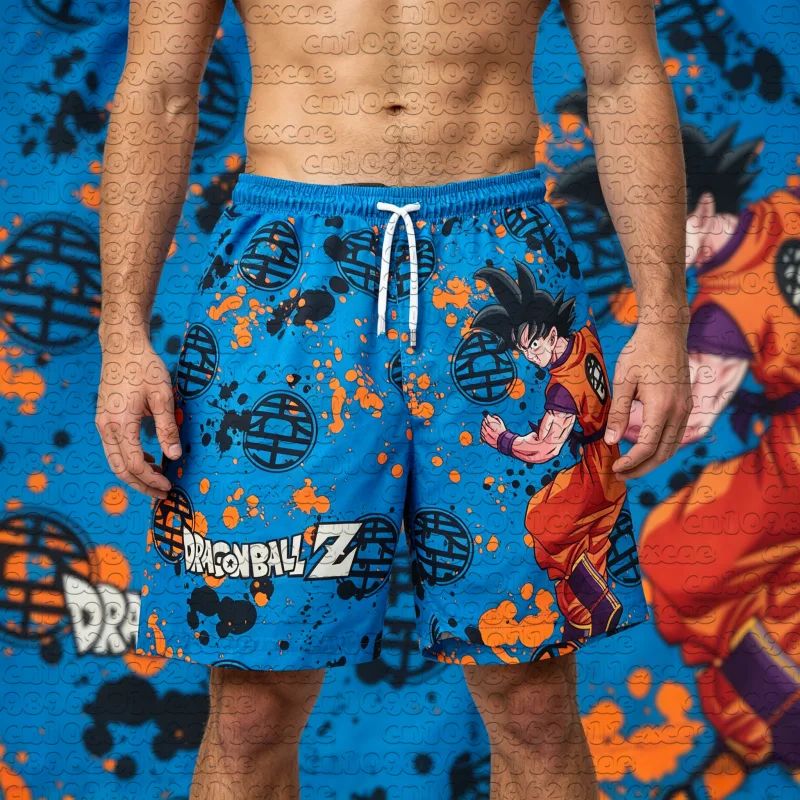 Anime Dragon Ball Son Goku Ink Splatter Pattern 3D Printed Quick Dry Short Pants Men Women Streetwear Basketball Sports Shorts
