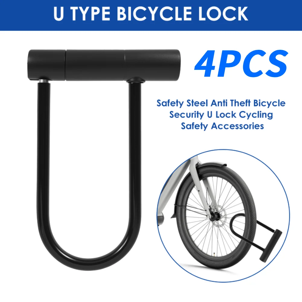 

4 шт. U-образный замок, сверхмощные велосипедные замки, противоугонный безопасный замок с ключами и монтажным кронштейном для велосипедного мотоцикла, электрического скутера