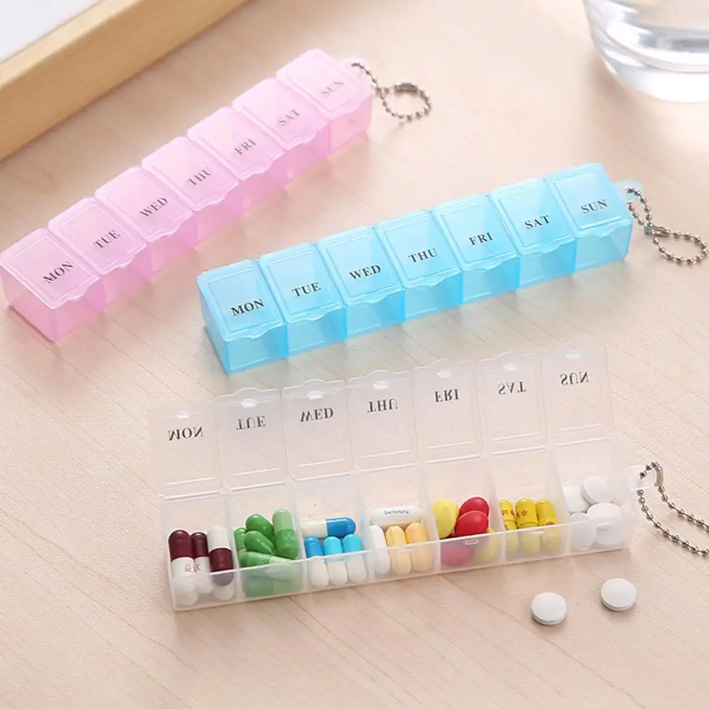 Pill Container Long Lasting Tablet Storage Case Lightweight Space-saving  Excellent 7 Grids Pill Organizer Box with Lid