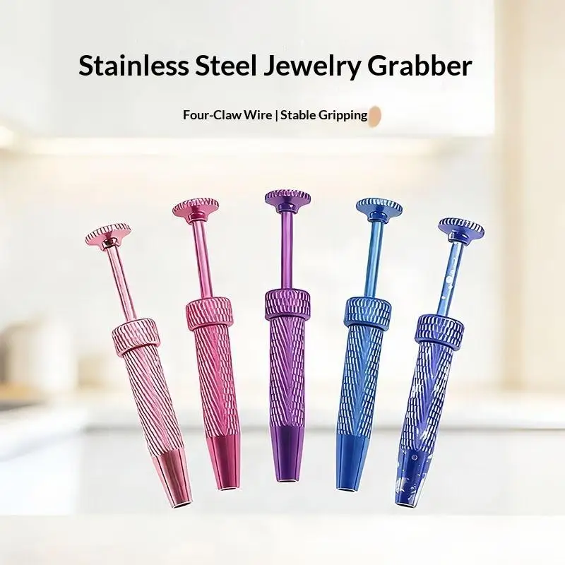 Stainless Steel Jewelry Grabber 4 Claw Non-slip Design Long Lasting for Jewelry Making Bead Placement Handmade Art Craft Projec