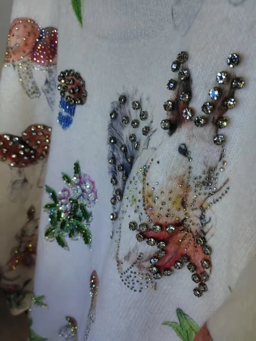 صور حقيقية البريق الأحجار غرزة البلوزات لطيف الخريف الشتاء تريكو البلوز سحب أنثى الاتجاه 2025 المرأة Y2K سترة #1