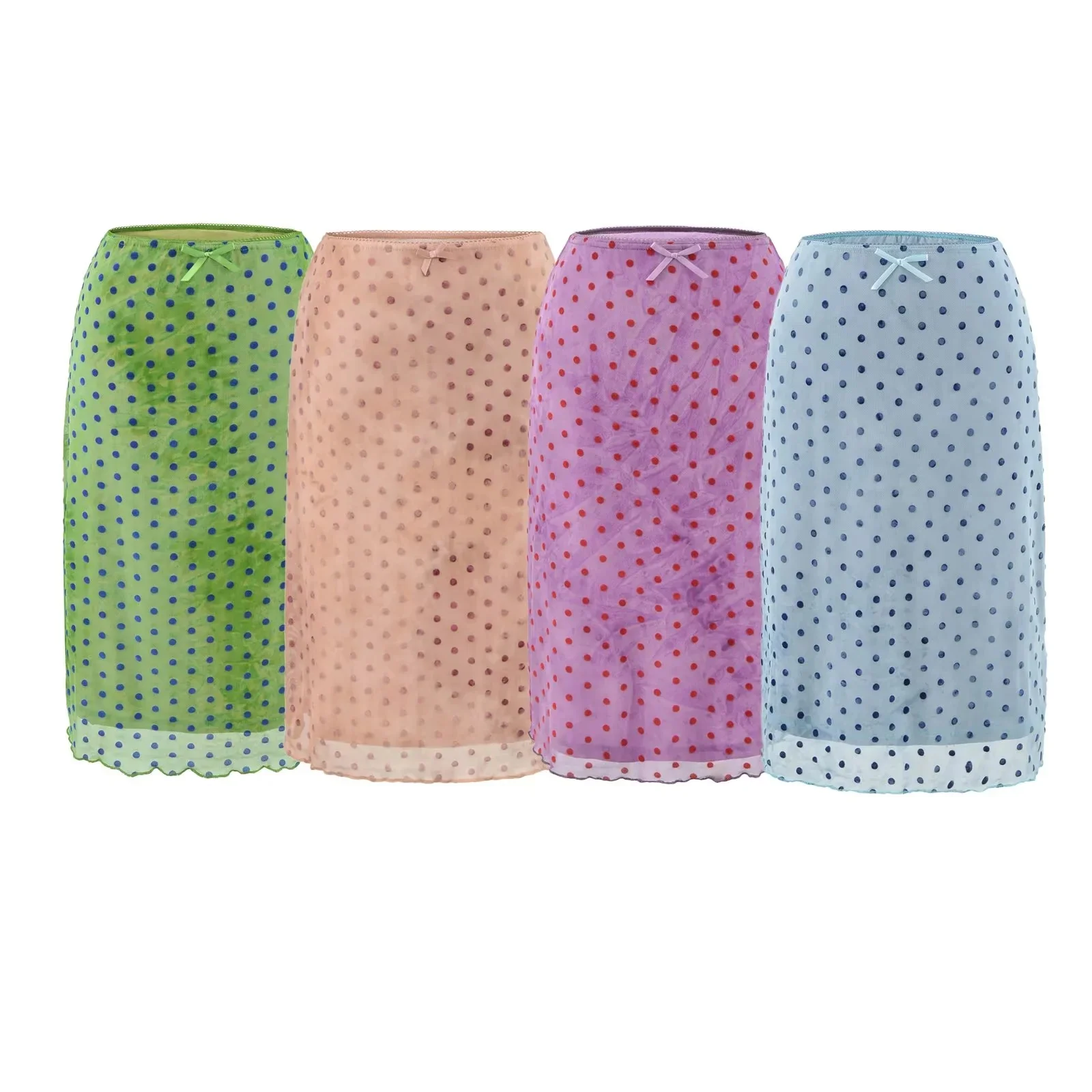 High Waist American Polka Dot Net Half Skirt Women's Summer 2026 New Style Sexy Beach Vacation A-Line Bodycon Skirt