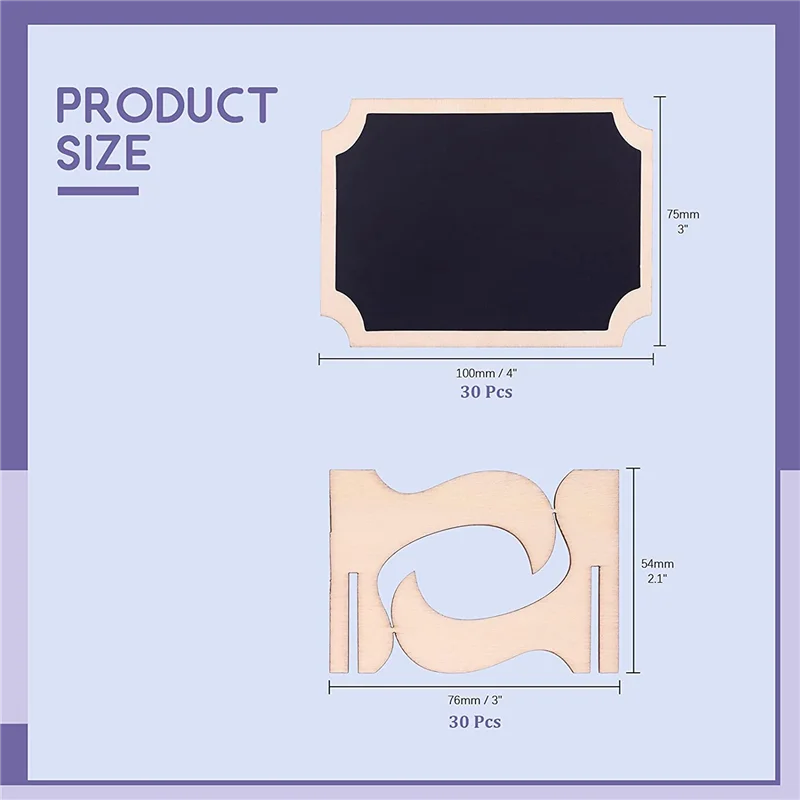 NEW-60Pcs Mini Chalkboard Sign Food Labels For Party Buffet, Wooden Small Chalk Board Signs (Rectangle Notch )