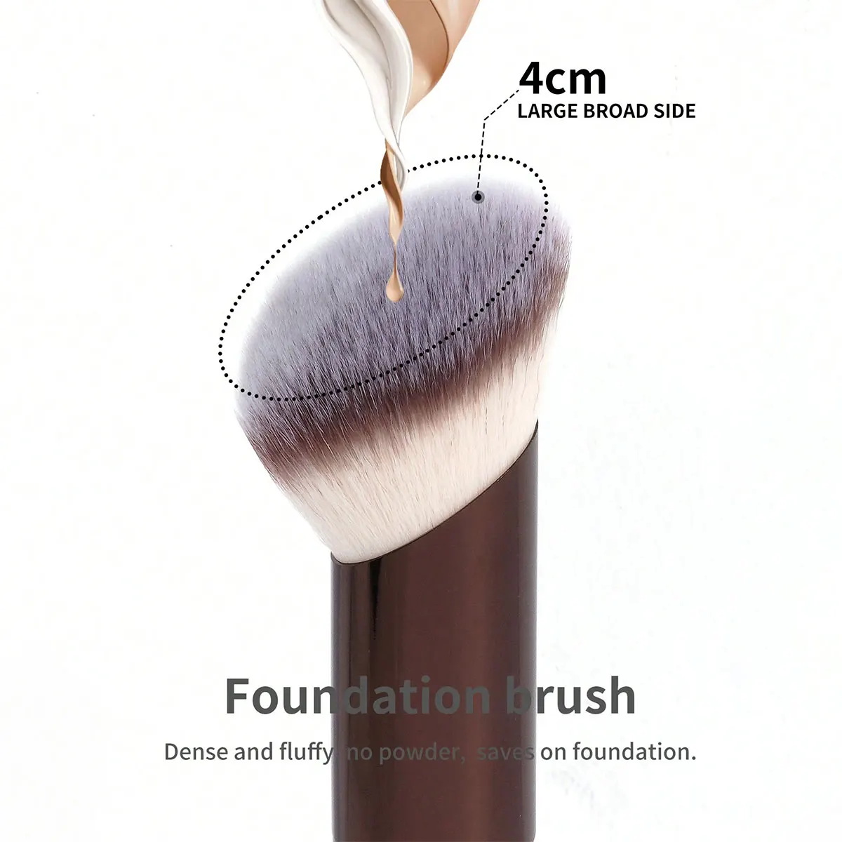 مجموعة فرش كريم الأساس الاحترافية قطعة واحدة، فرشاة مكياج أنبوبية مشطوفة، أدوات مكياج مع ألياف ناعمة لسهولة الحمل، فرشاة لـ T #4