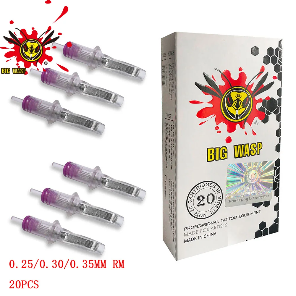 Bigwesp Matte Tattoo Naalden Rm Tattoo Cartridge Naalden Permanente Make-Up Machine Pen #10/0 30Mm #12/0.35Mm