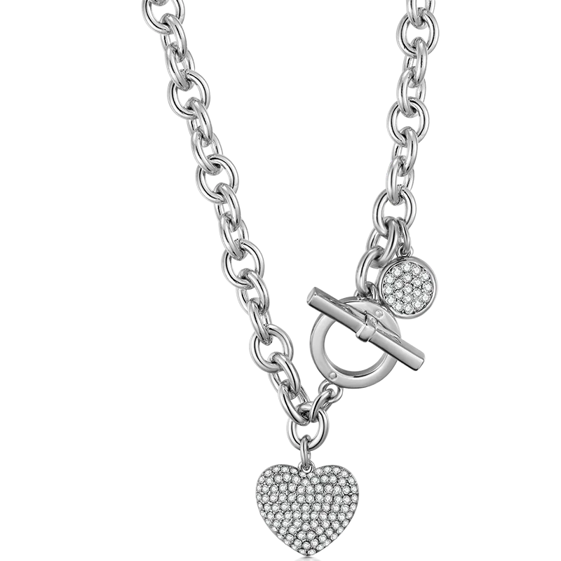 

Platinum Necklace with Diamonds Heart Dependant