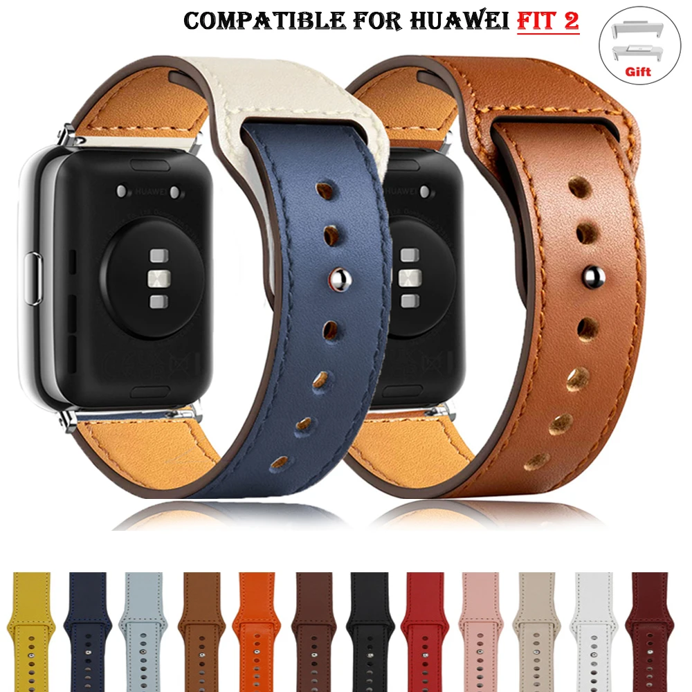 Skórzany pasek do zegarka Huawei Fit 2 Smartwatch Band zamiennik sportowy pasek retro pętla bransoletka Fit2 akcesoria