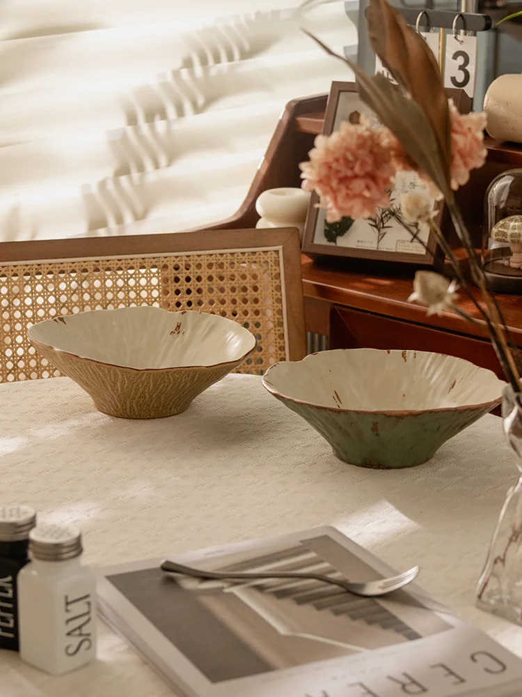 

Handmade Jingdezhen Cerc Deep Di Plate Retro Japanese Sle Underglaze Dinnerware Set for Home Use Kitchen Dining Tableware