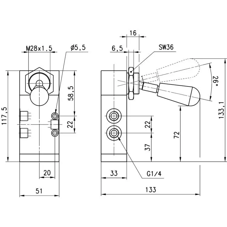 CAMOZZI Hand Valve 434900 434905 Lever