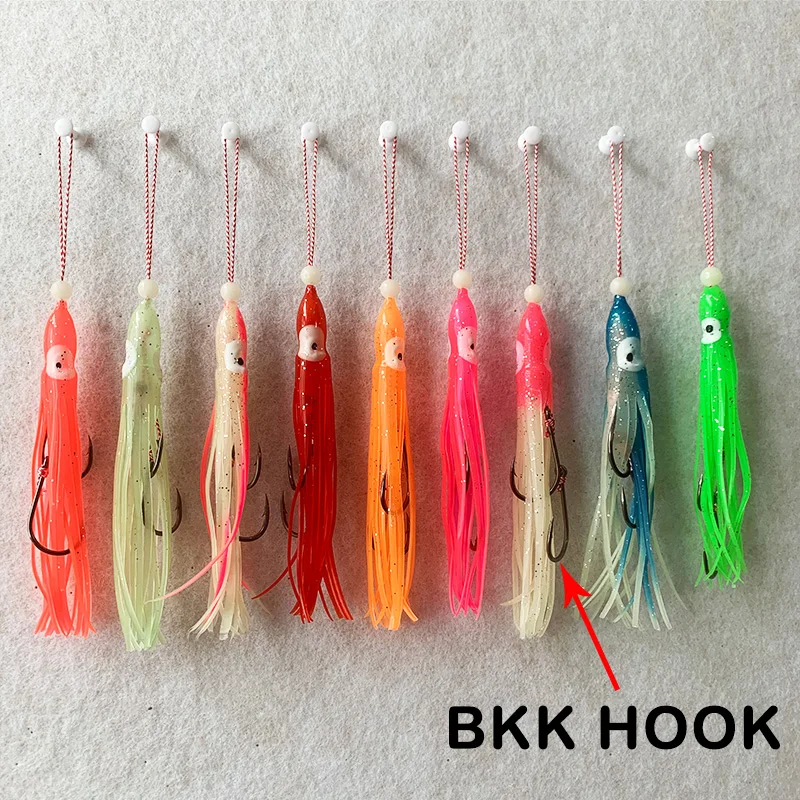 TEASER 5pcs Assist Hooks With Squid Skirts Inchiku Assist Hooks Large Size Jig Octopus Squid Snapper Jig Hook 12cm Soft Bait