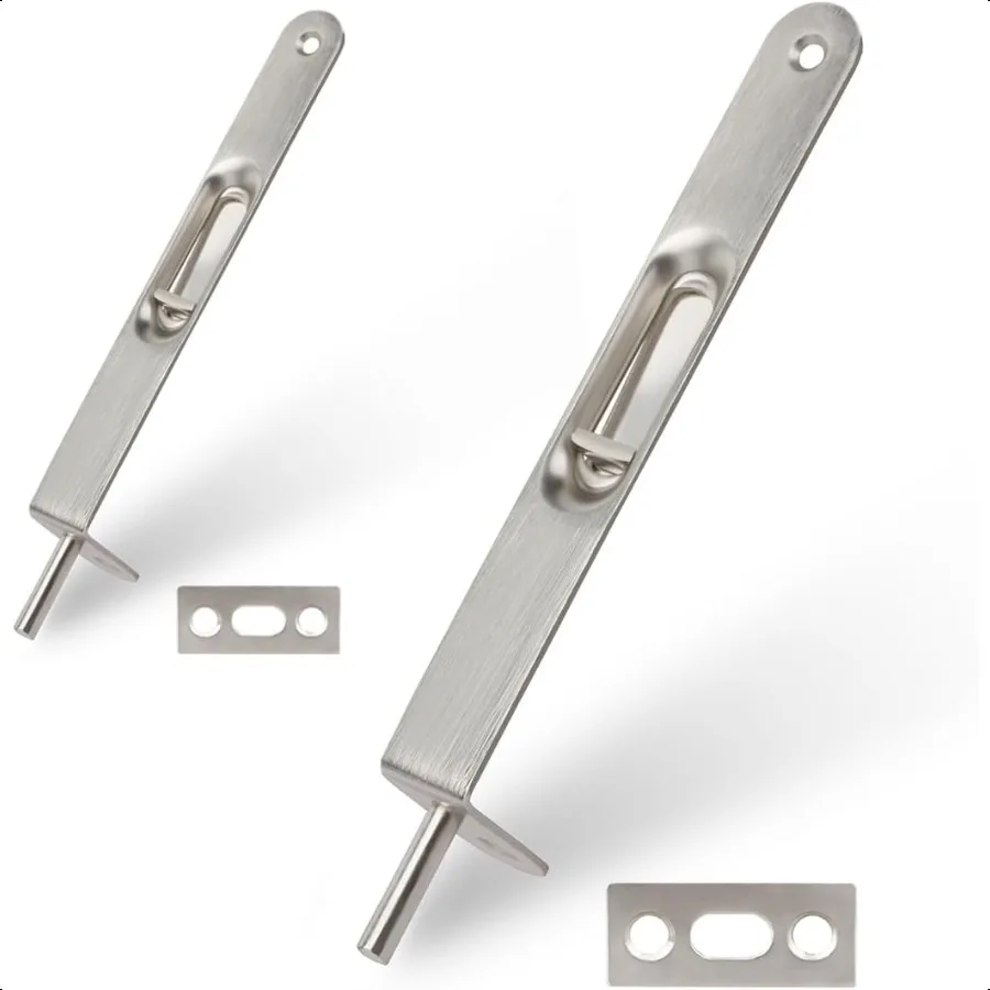 2 حزمة فلوش بولت 6 بوصة الثقيلة فلوش بولت لباب مزدوج الصلبة قفل الباب الفرنسي نحى النيكل الساتان