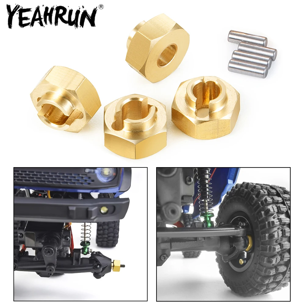 YEAHRUN 4pcs 4mm 4.5mm Brass Counterweight Wheel Hubs Combiner For 1/24 Axial SCX24 Deadbolt C10 JLU Gladiator Bronco RC Crawler