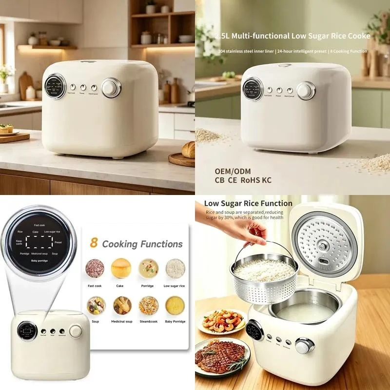 Wholesale New Smart Fast Cooking Stainless Steel Inner Pot Low Sugar Digital Electric Mini Rice Cooker for Home Kitchen