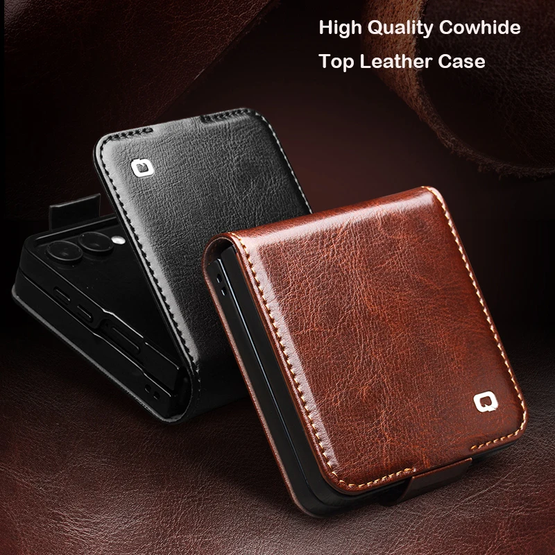 

Чехол QIALINO из натуральной кожи для Samsung Galaxy Z Flip 7 5G, чехол-бумажник из воловьей кожи премиум-класса для Samsung Z Flip 7, чехол