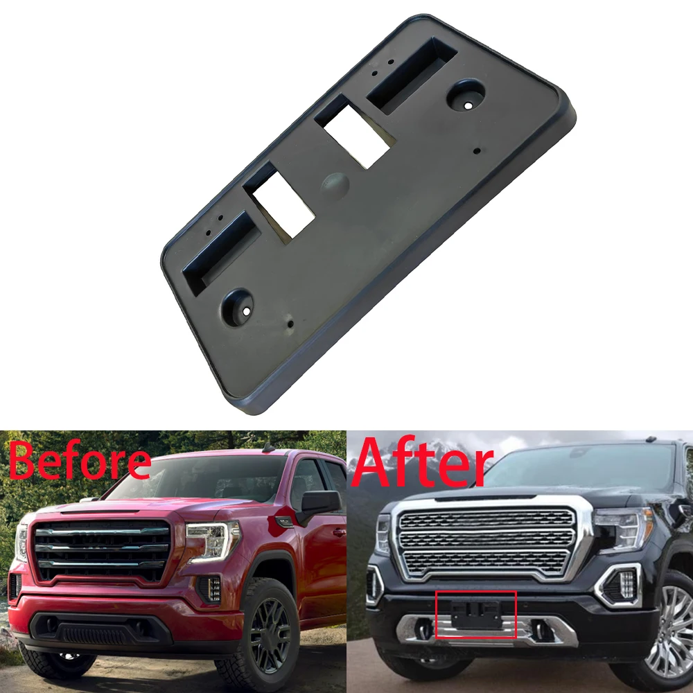 Front Bumper License Plate Frame Mounting Bracket Holder 84428907 GM1068198 For GMC Sierra 1500 SLE Base Limited Elevation