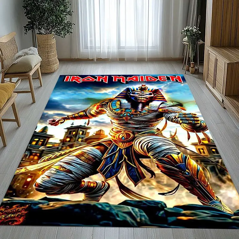 3D Eddie I-Iron M-Maiden Cartoon Sign Area Rug,Non-Slip Carpet Mat for Living Room Bedroom Playroom,Sofa Floor Rug,Home Decor