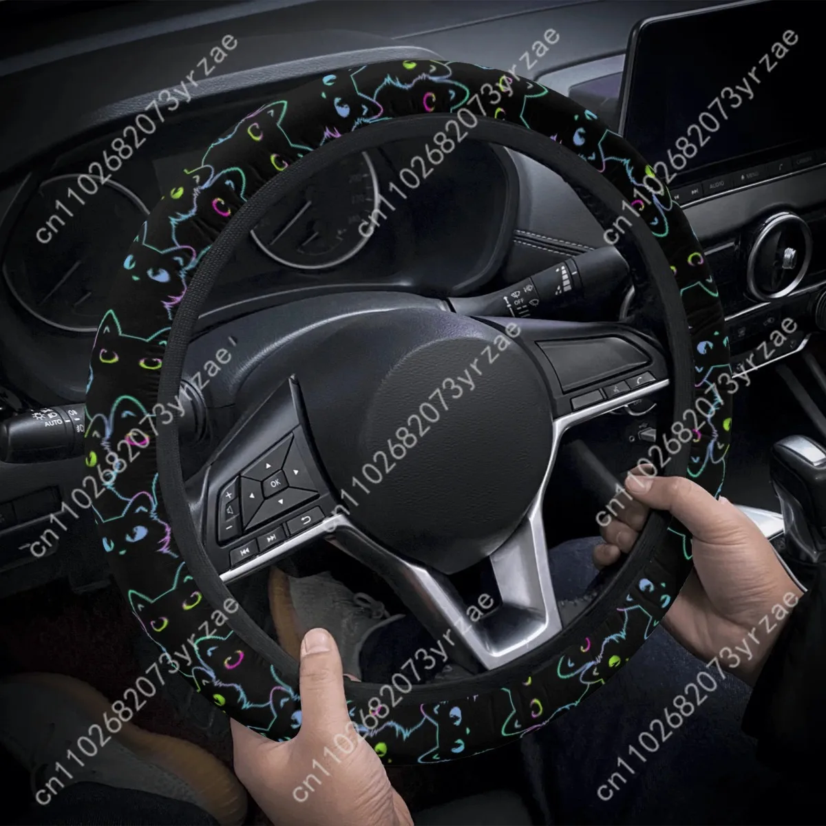 

Cat-Faced Car Steering Wheels Cover Universal Type Environmental Friendly Comfortablenon-slip Breathable Steering Wheel Wrap