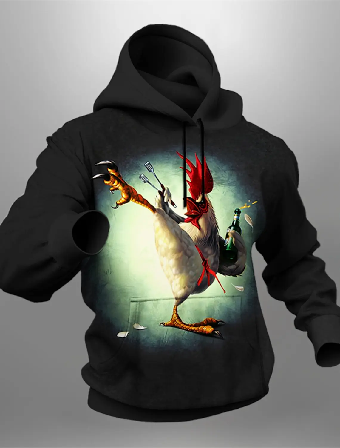 Graphic Rooster Men's Fashion 3D Print Hoodie Sports Hoodies Long Sleeve Hooded Print Front Pocket Designer Hoodie Sweatshirt