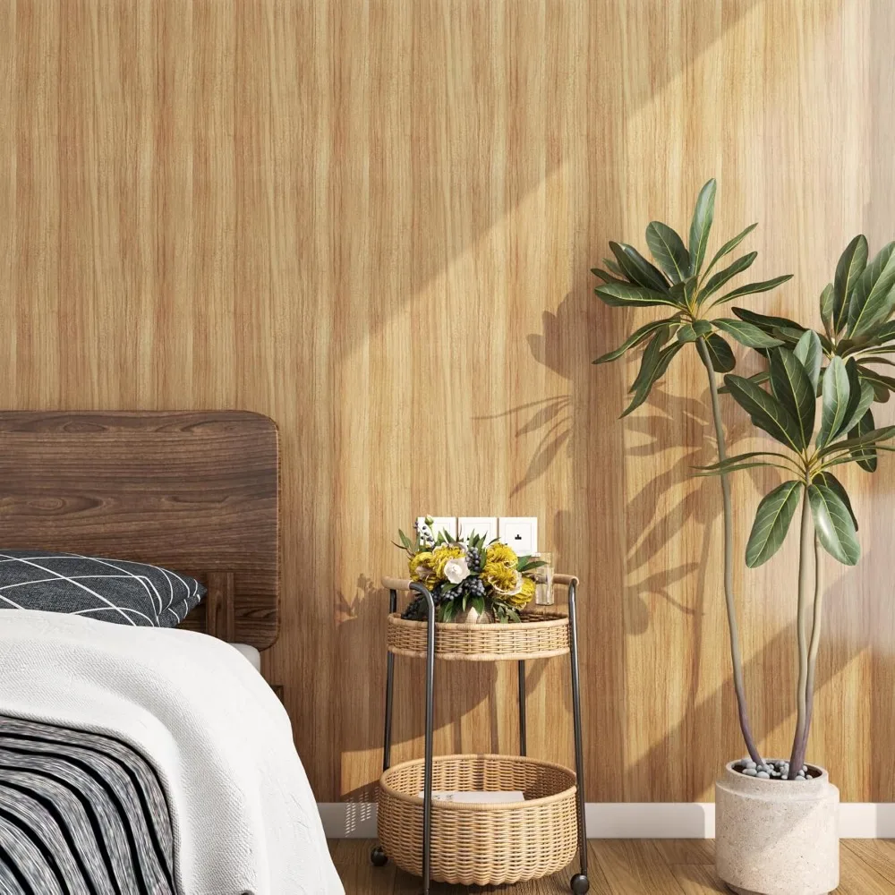 ورق اتصال سميك من خشب القيقب مقاس 160 × 36 بوصة ورق حائط بني قابل للتقشير واللصق على سطح الطاولة