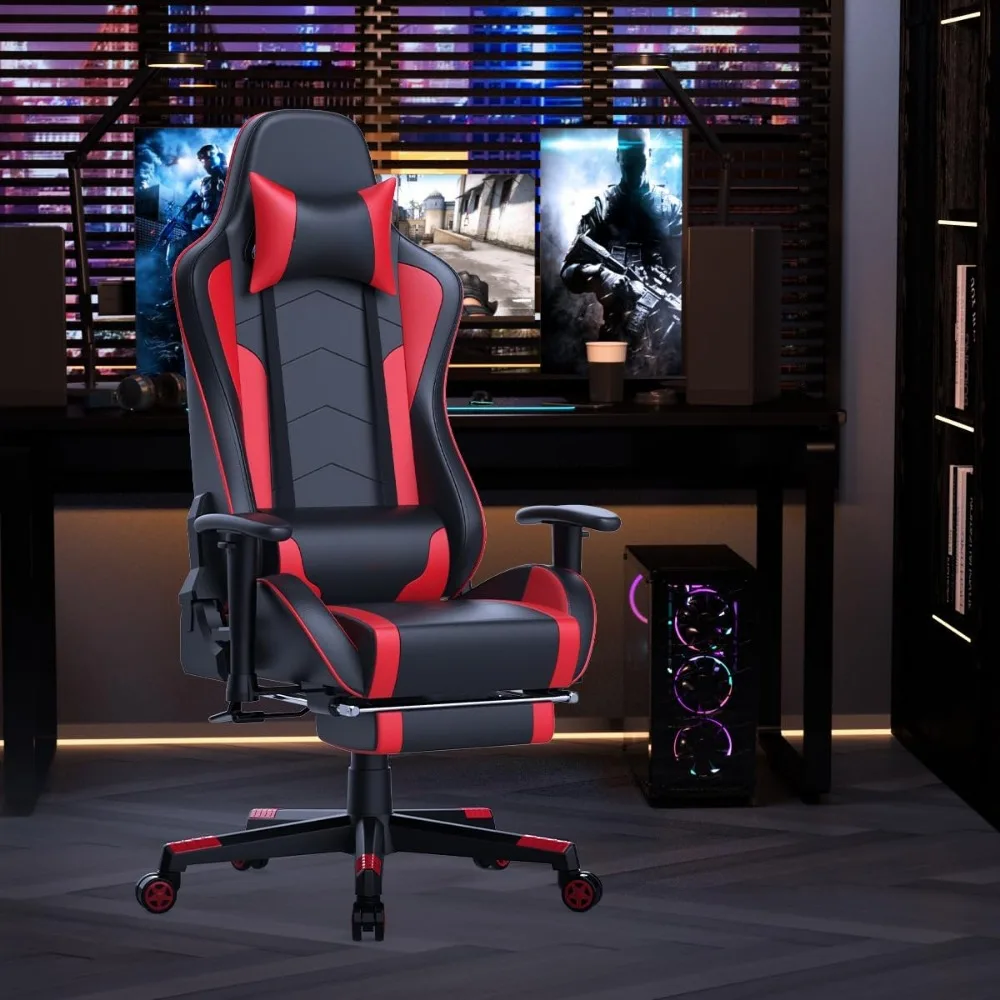 Gaming Chair with Footrest Speakers Video Game Chair Bluetooth Music Heavy Duty Ergonomic Computer Office Desk