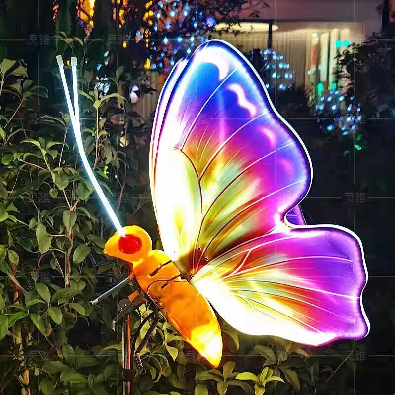 Wedding Decoration Open and Closed LED Luminous Butterfly Outdoor Xmas Tree Hanging Ornaments Christmas Party Patio Decorations