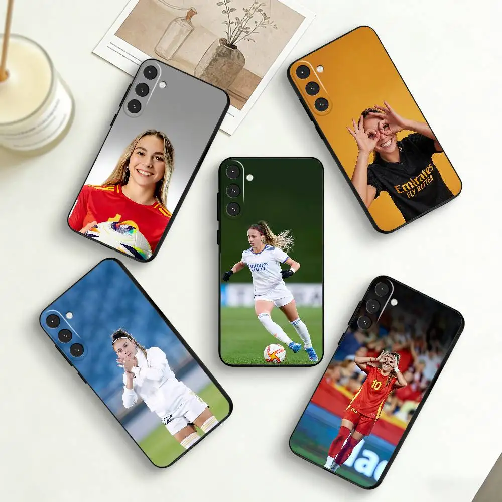 Funda de teléfono F-Football Star A-Athenea del Castillo para Samsung Galaxy A73,A72,A71,A70,A53,A52,A51,Otras, funda negra suave