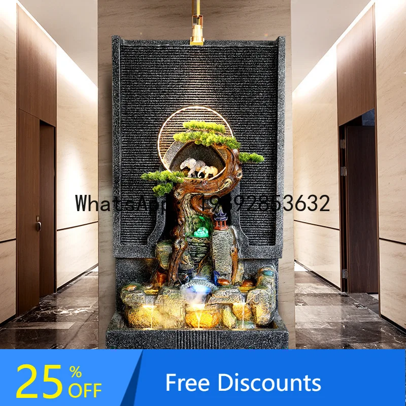 

ZK Light Luxury Mountain Water Feature Wealth-Attracting Fountain Curtain Wall Wealth-Attracting Entrance Partition Landscape