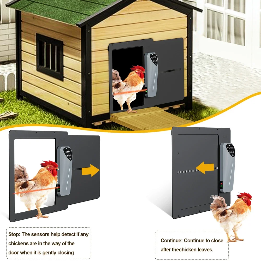 Automatic Chicken Coop Door Light Sensing Chicken Coop Door Battery Powered Multi-Modes Chicken Door