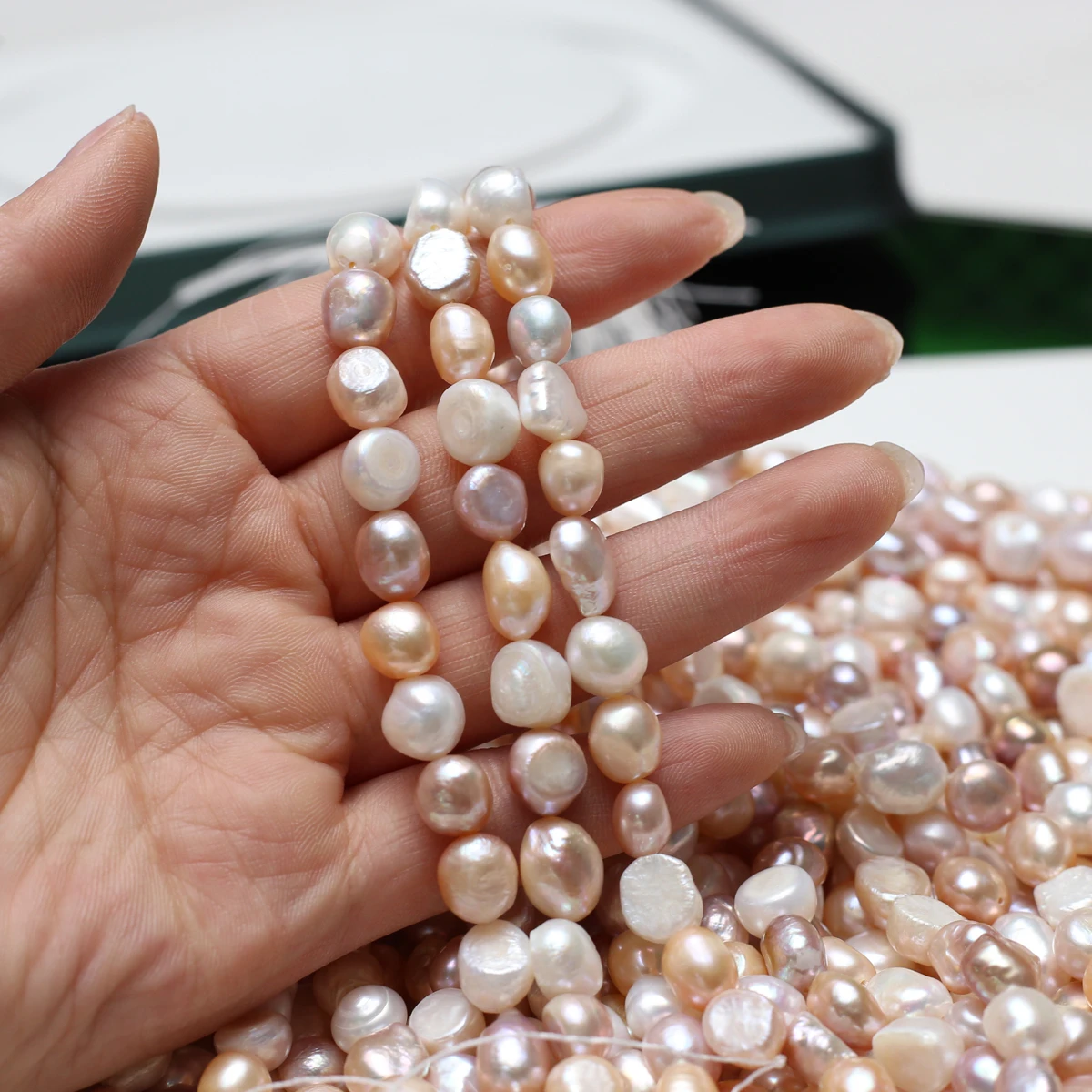 9–10mm 18cm Colored Through-Hole Natural Freshwater Pearls Irregular Shapes Beads for Jewelry Making DIY Necklaces Accessories