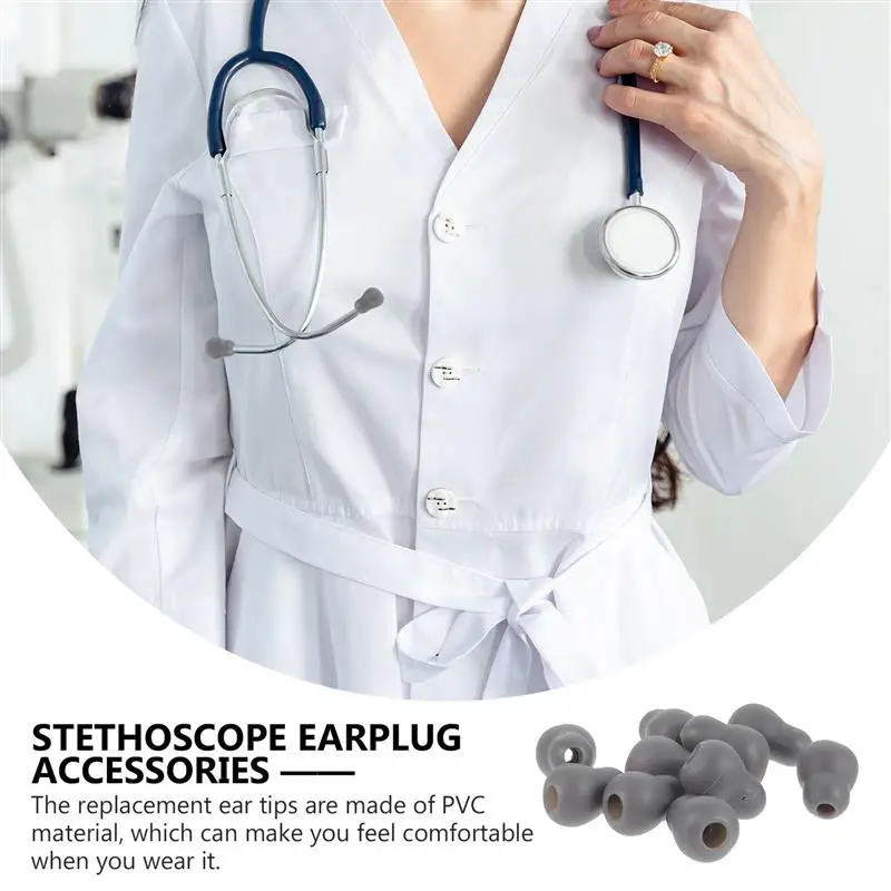 10 Pcs Stethoscope Earplugs Gourd Soft Accessories Beans 10pcs (grey) Earbuds Tips Replaceable