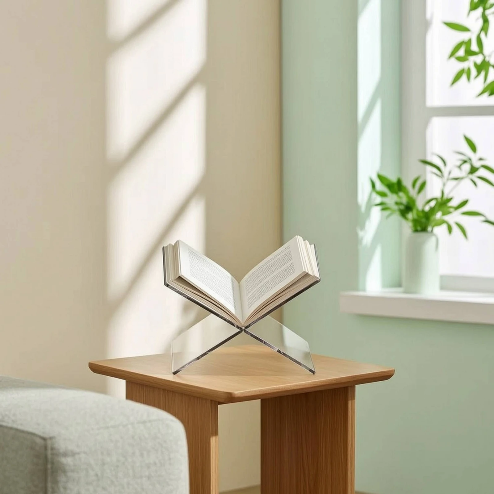X-Shaped Display Stand Interlocking Acrylic Book Stand Tabletop Book Display Freestanding Magazine Rack Clear for Readers