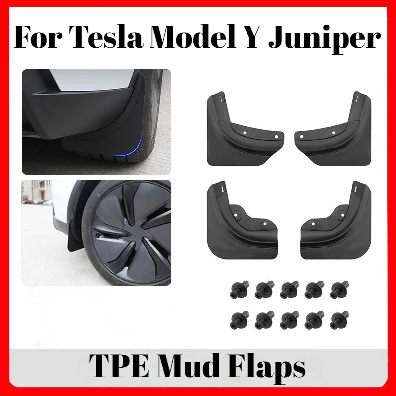 

For 25 Tesla Model Y Juniper Vehicle-Specific Mud Flaps Non-Destructive Installation Tire Mud Guard Auto Accessory TPE Material
