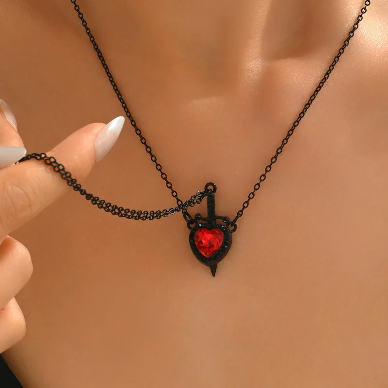 

Retro Gothic Heart Shaped Couple Necklace Fashion Trend Women's Party Festival Accessories