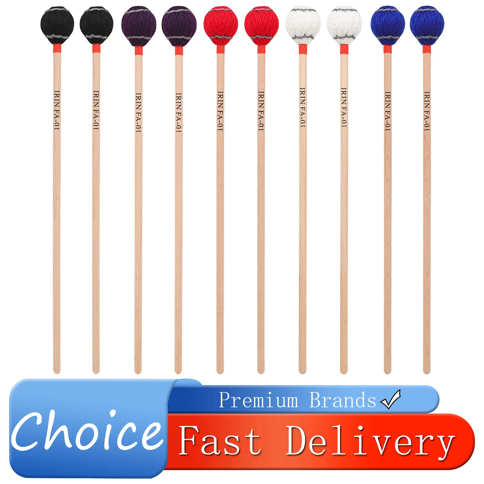 IRIN FA-01 Marimba Mallet Wool Yarn Head Beech Wood Handle Pair For Marimba Xylophone Vibraphone Drumsticks Percussion Accessory