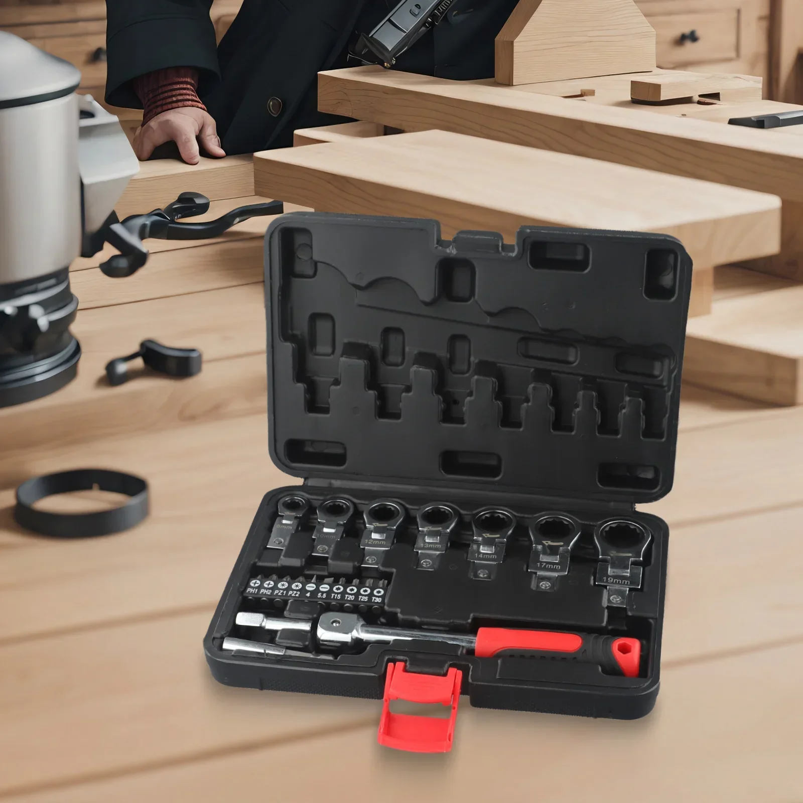 

Set Ratchet Wrench Chrome-vanadium Steel 8-19mm Changeable Compact Exquisite Flex Head Lightweight Screwdriver