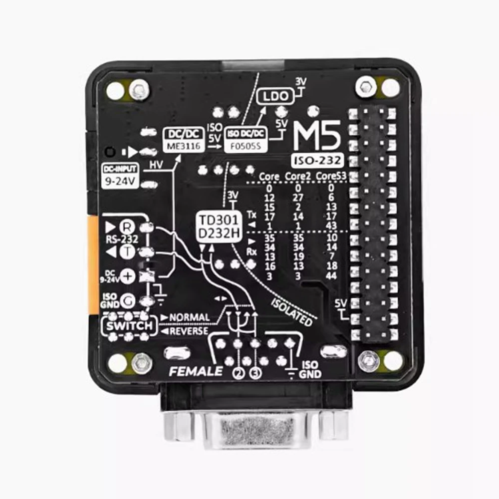 M5Stack RS232F RS232 serial communication module with isolation Mother DB9 interface