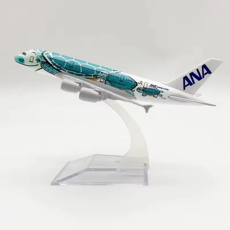 

Модель самолета из сплава Японии ANA Airlines A380, оранжевая/зеленая/синяя морская черепаха, масштаб 1/400, миниатюрный самолет 16 см с подставкой для самолета
