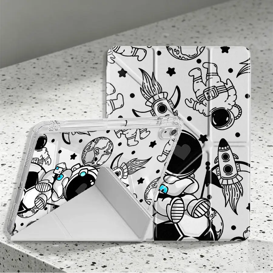 Tablet Case For Samsung Galaxy Tab A8 S8 S10 Lite A9 Plus A11 S7 FE S9 Plus With Pen Slot Cover Astronaut With Football Pattern