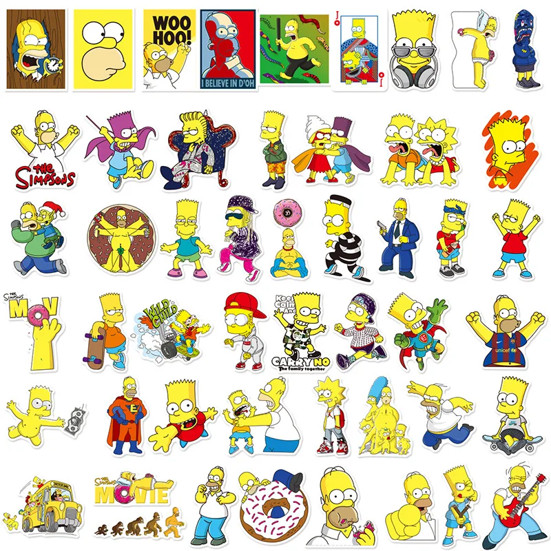 100pcs No Repeat Cartoon Anime Simpsons Family Doodle Stickers